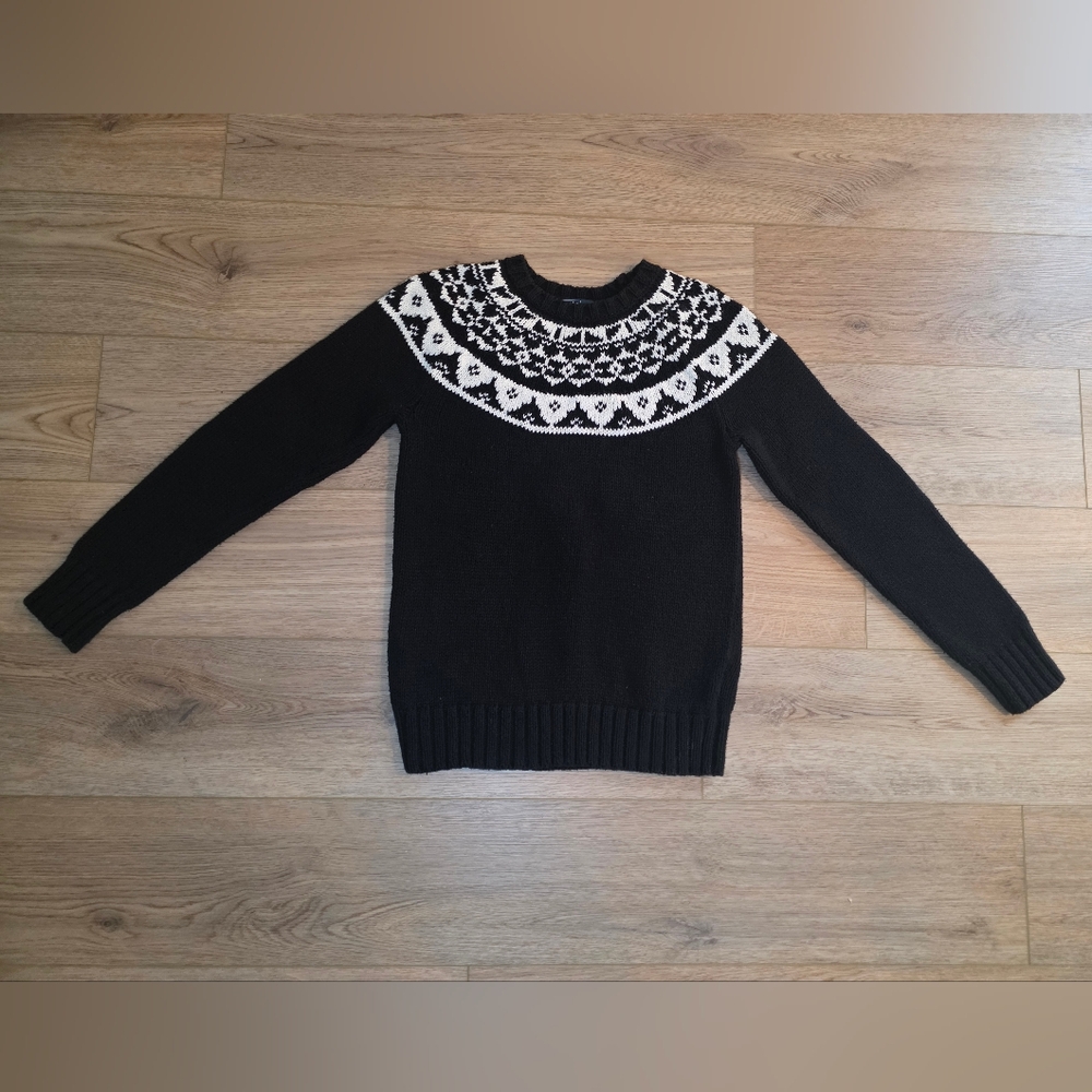Polo Ralph Lauren Black White Icelandic Fairisle Pattern Ski Sweater Size Large